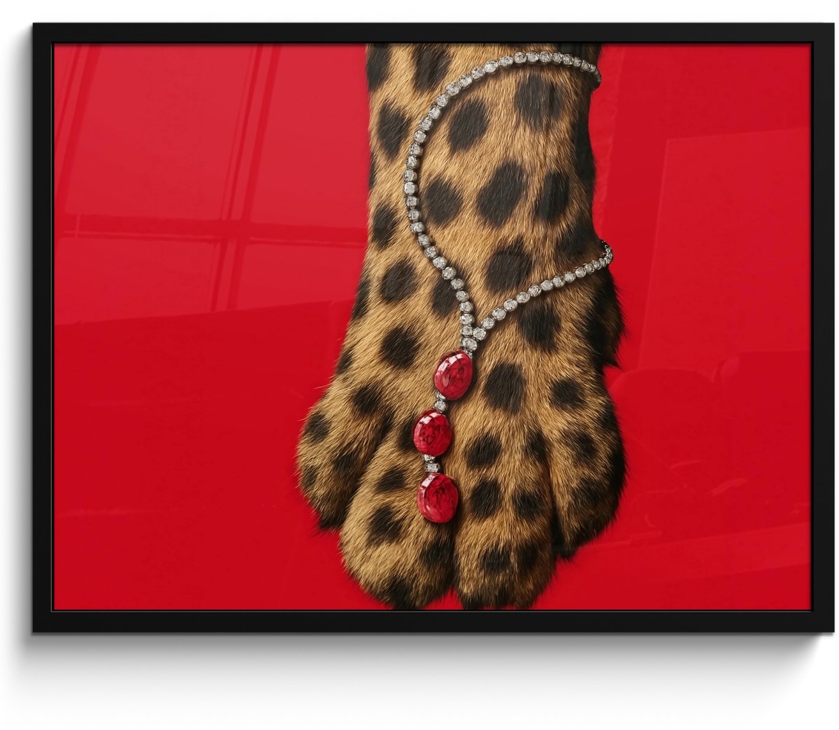 FrameYourWall Poster in lijst - Fotolijst 70x50 cm - Posters - Poot - Luipaard - Ketting - Edelstenen - Posterlijst zwart - Decoratie - Wanddecoratie woonkamer - Muurdecoratie slaapkamer