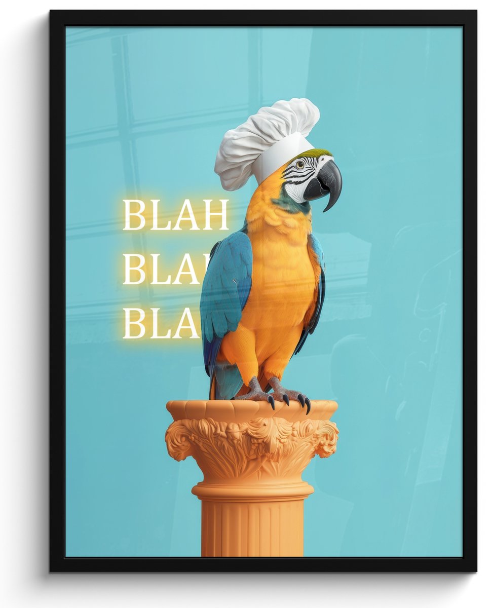 FrameYourWall Fotolijst inclusief poster - Posterlijst 50x70 cm - Posters - Papegaai - Koksmuts - Quote - Neon - Foto in lijst - Keuken decoratie muur - Wanddecoratie accessoires - Muurdecoratie - Schilderijen Multicolor
