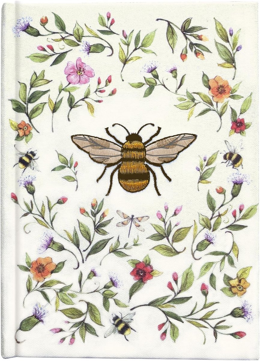 Luxe Linnen Journal met Bijenillustratie - Notitieboek voor Ideeën en Herinneringen