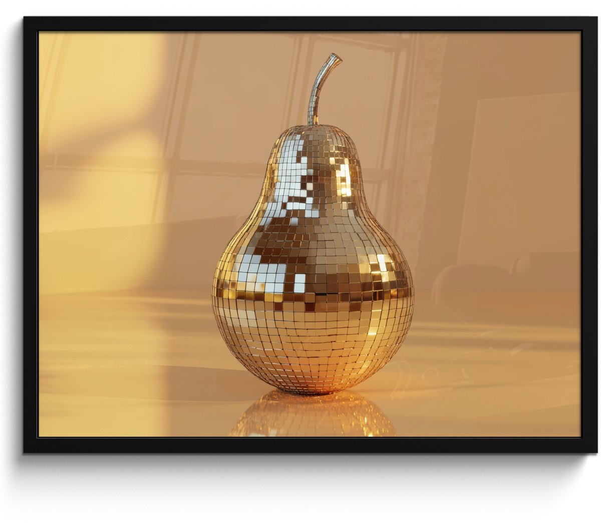 FrameYourWall Fotolijst inclusief poster - Posterlijst 70x50 cm - Posters - Goud - Disco - Glitter - Peer - Foto in lijst - Keuken decoratie muur - Wanddecoratie accessoires - Muurdecoratie - Schilderijen