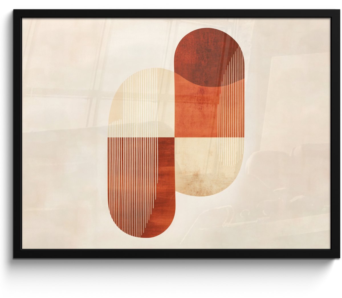 FrameYourWall Poster in lijst - Fotolijst 70x50 cm - Posters - Bogen - Beige - Vormen - Posterlijst zwart - Decoratie - Wanddecoratie woonkamer - Muurdecoratie slaapkamer Vormen – Modern