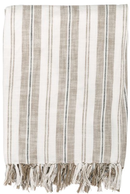 Tiseco - Katoenen deken INDIRA - Gestreept Design - 150x200 cm, taupe