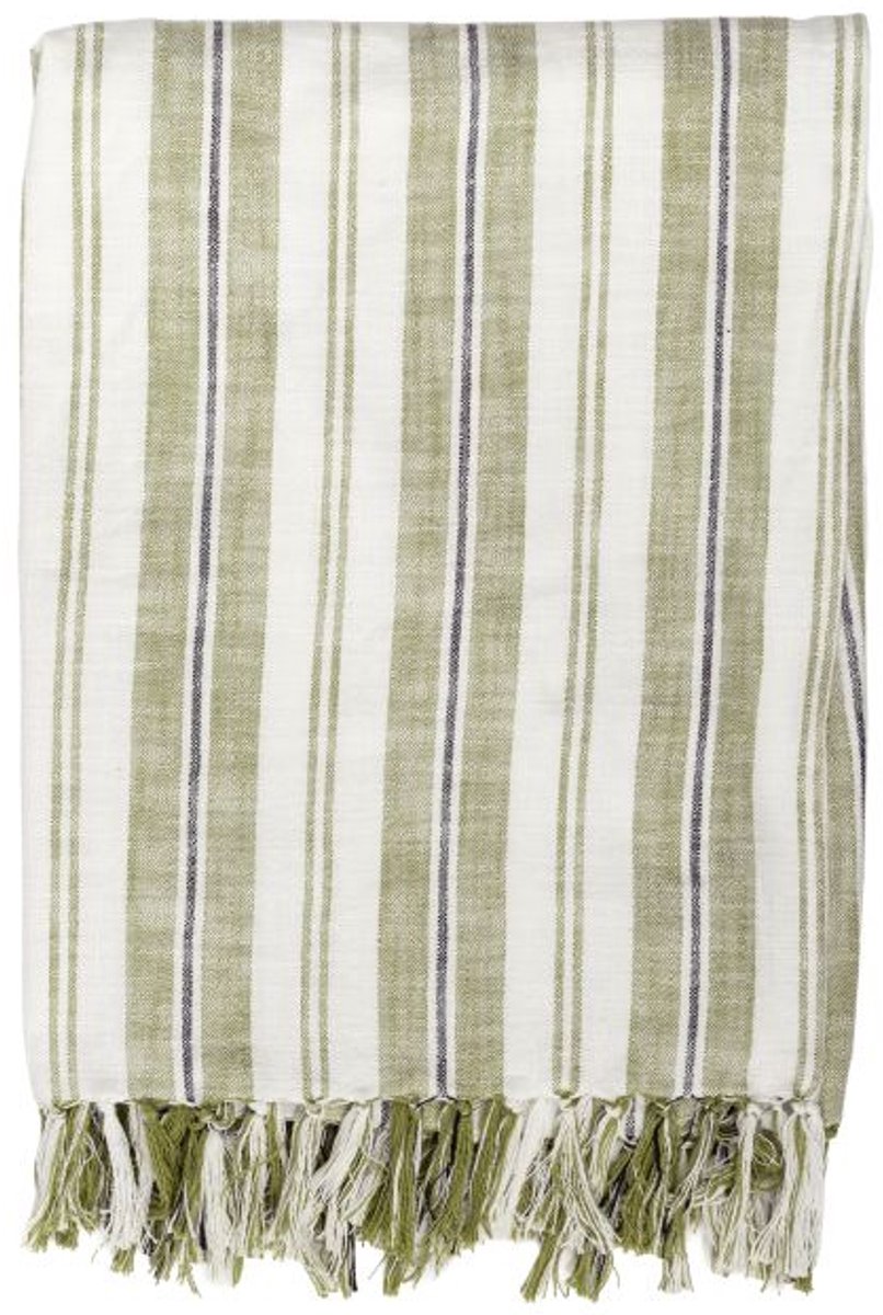 Tiseco Katoenen deken INDIRA - Gestreept Design - 150x200 cm, groen
