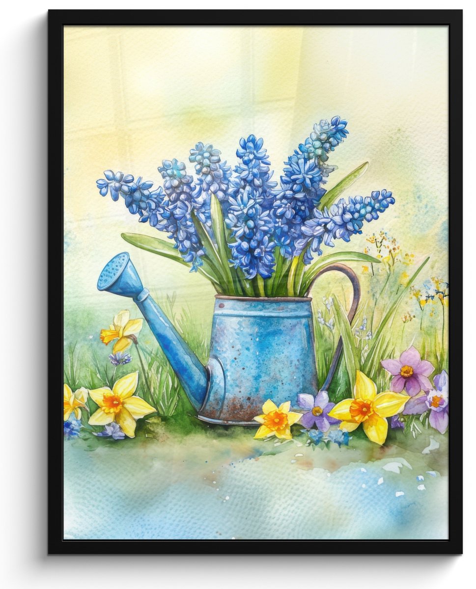Poster in lijst - Fotolijst 50x70 cm - Posters - Gieter - Lavendel - Bloesems - Posterlijs