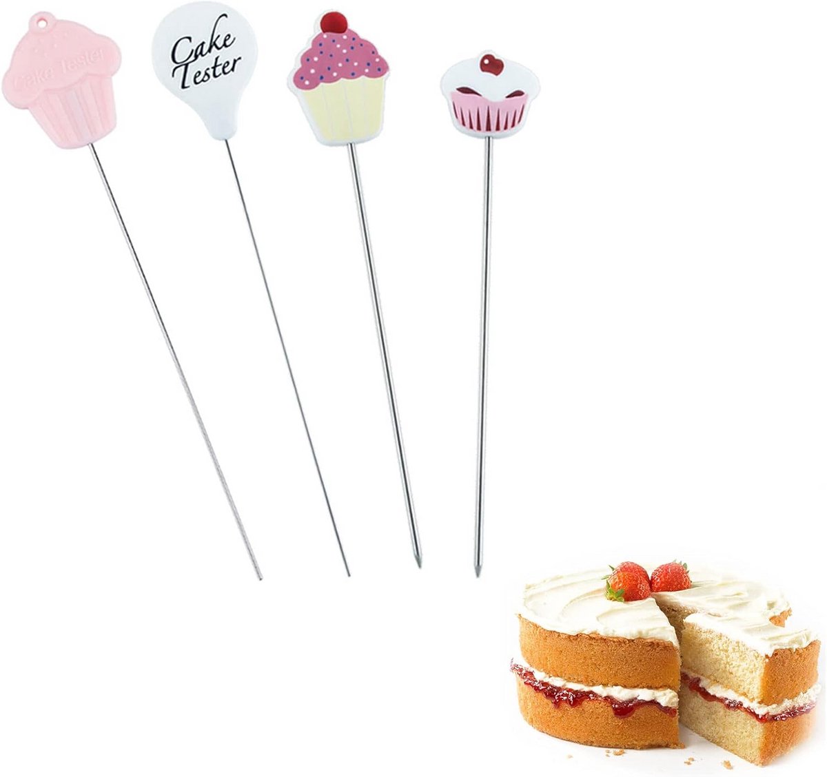 Set van 4 Roestvrijstalen Cake Testers – Voor Cupcakes, Muffins en Brood