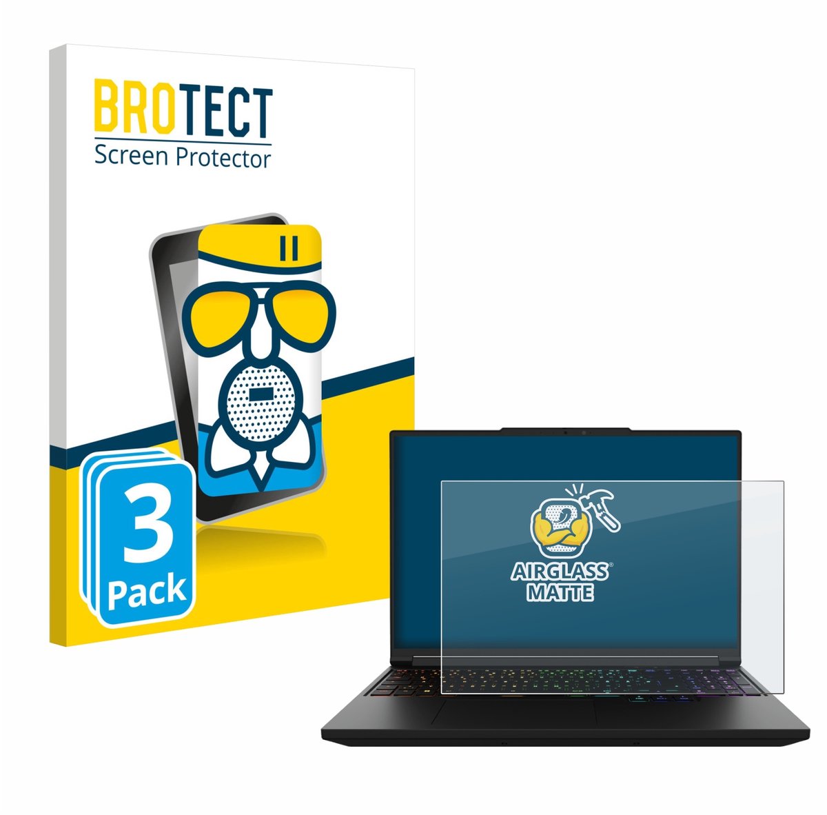 BROTECT - Screenprotector voor XMG Pro 16 - Folie Beschermfolie Beschermglas matte 3 Stuks