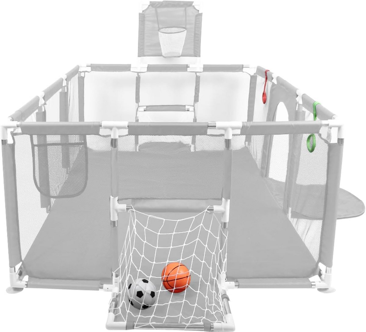 Extra Grote Speelpen voor Baby en Peuter met Basket en Voetbaldoel - 180x120 cm