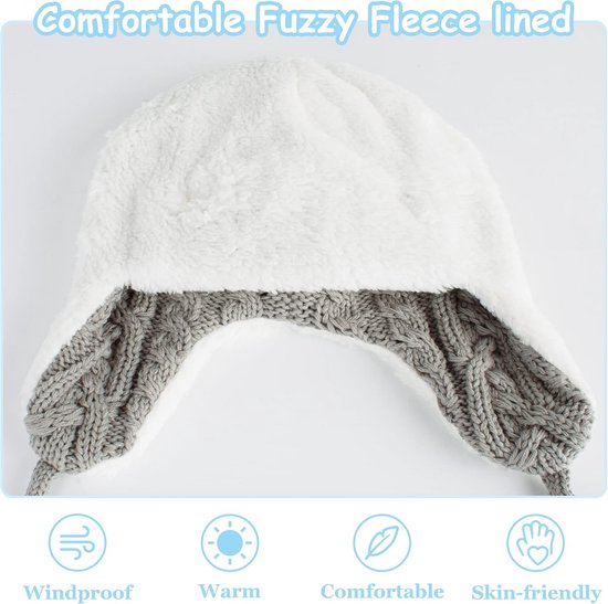 Warme Gebreide Baby en Peuter Wintermuts met Fleece Voering (1-5 Jaar) van Merkloos — afbeelding 2