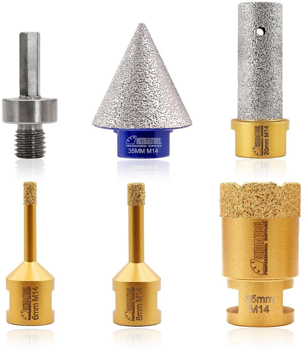 Diamantboorset voor Tegels en Steen – 6 Delige Set met Verschillende Maten en Schuuropzetstukken