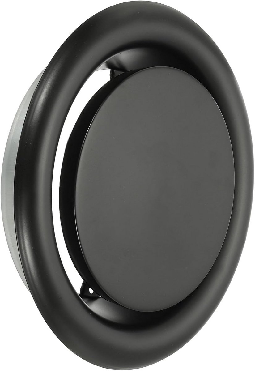 Ronde Plafonddiffuser 20 cm Zwart Metalen Ventilatiekanaal Afdekking Uitlaat