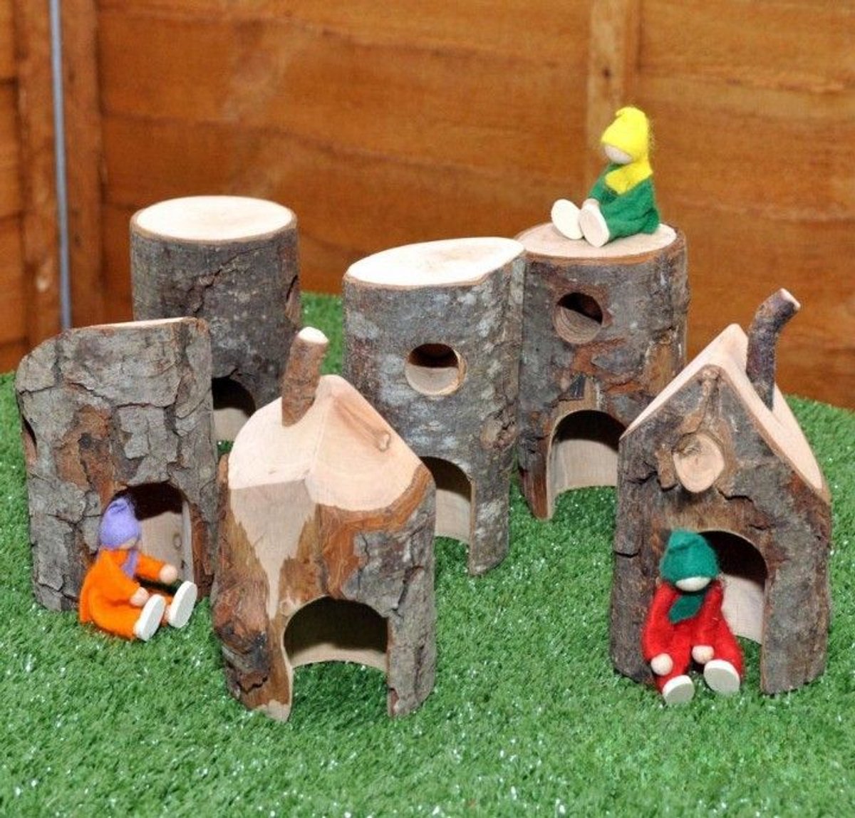 Cosy houten trog torens set van 6 voor fantasierijk spel.