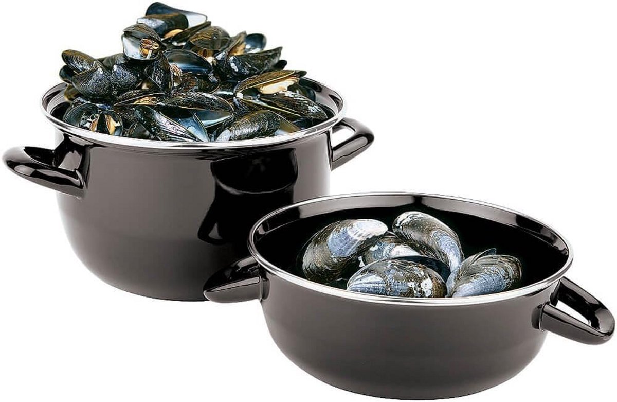 Grote Mosselpan Emaille Staal voor Zeevruchten en Koken