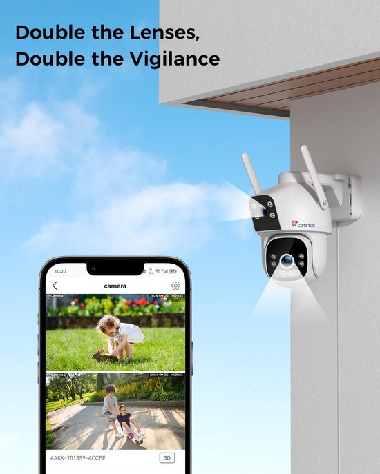 4G LTE bewakingscamera met simkaart voor buiten - Dubbele lenskoppeling, PTZ-camera, Outdoor, 4G, KI-detectie, 25 m nachtzicht, 2-weg audio, simkaart bevat alarm/PC/24 x 7/IP66 van Merkloos — afbeelding 5