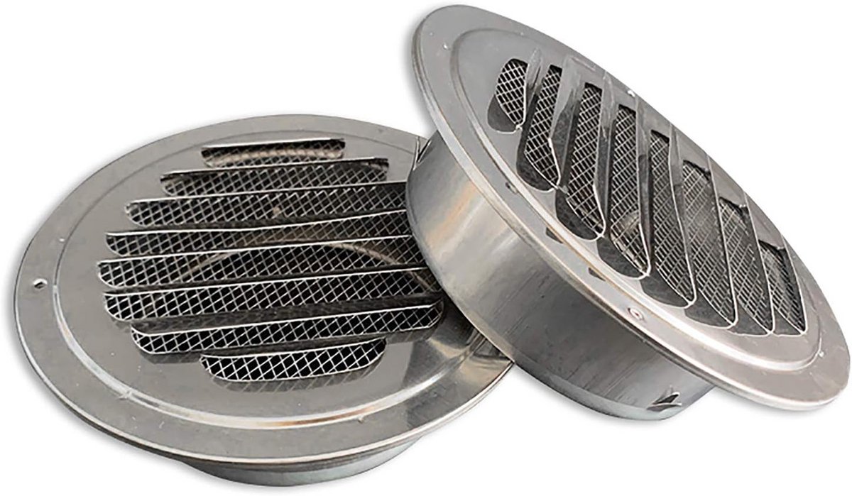 Ronde Roestvrijstalen Ventilatieopening met Rooster en Insectennet