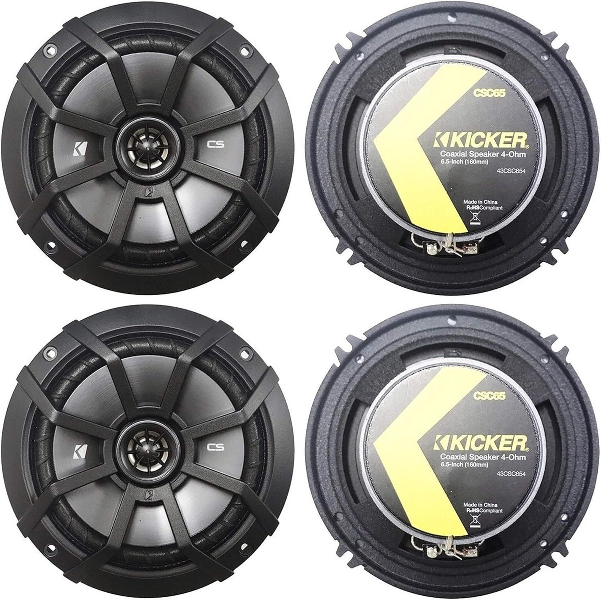 6.5 Inch 1200W Auto Luidsprekers Coaxiaal 4-Ohm Set (4 stuks)