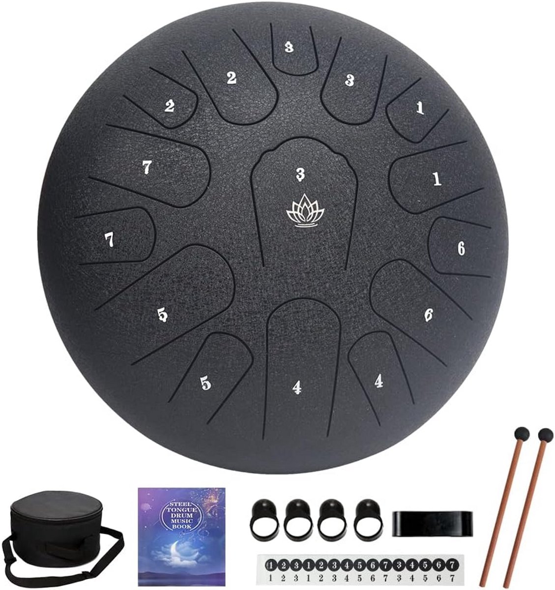 Stalen Tongtrommel 30 cm met 15 Tonen - Inclusief Hoes en Accessoires