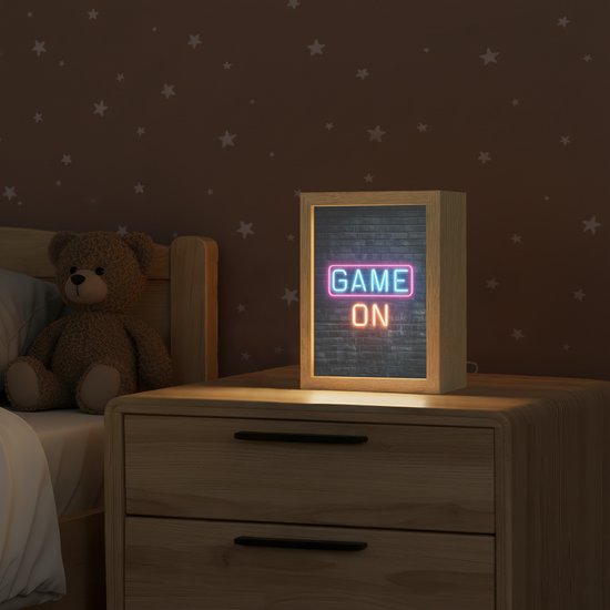 Nachtlampje 15x20 cm - Kinder lamp - Game on - Neon - Muur - Tafellamp kinderkamer - Slaapkamer lamp - Bedlamp kinderen - Kinderlampje stopcontact - Wandlamp babykamer - Nachtlampjes van Merkloos — afbeelding 2