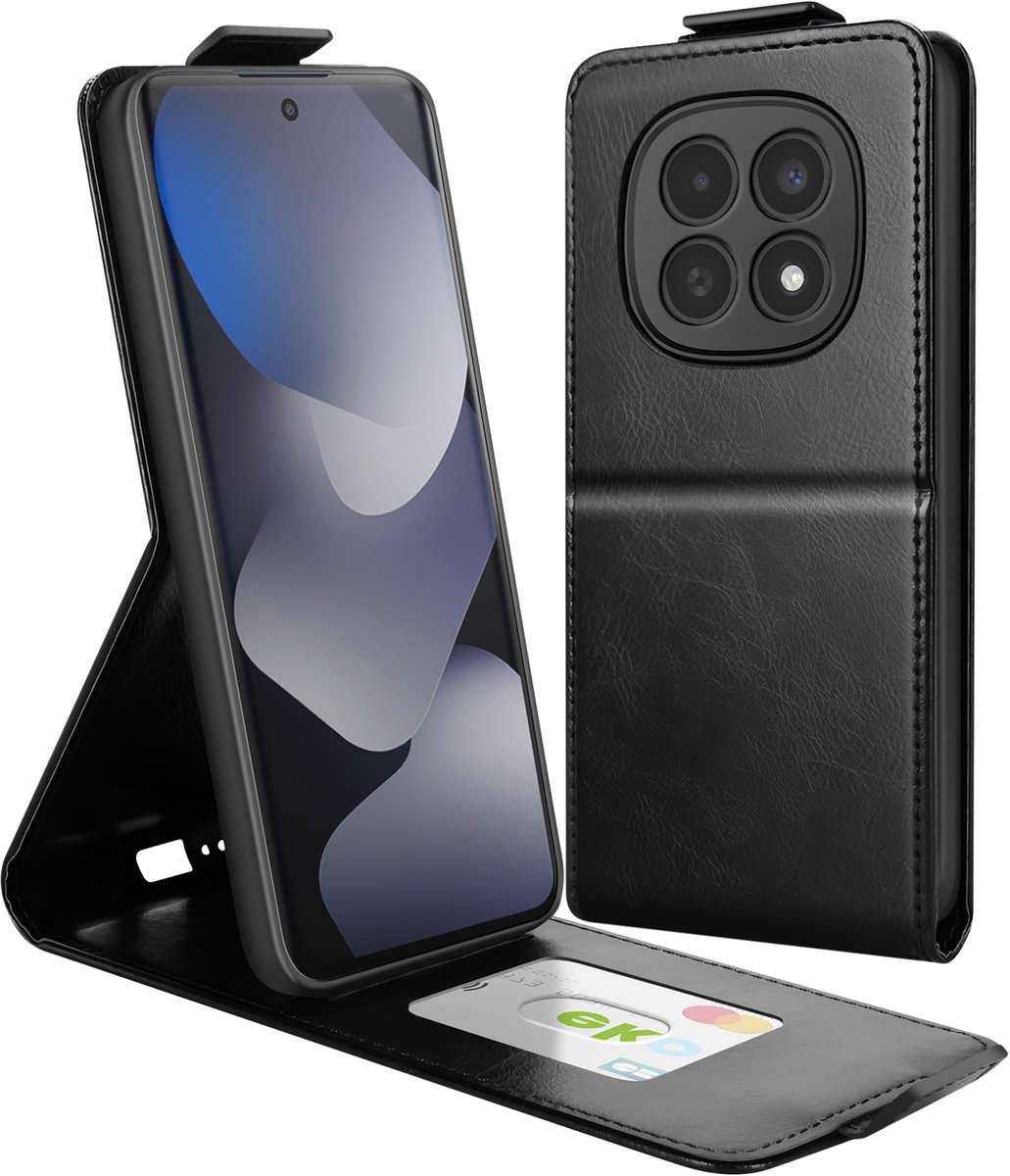 Avizar Étui Vertical pour Redmi Note 15 avec Porte-cartes et Fonction Support, Zwart