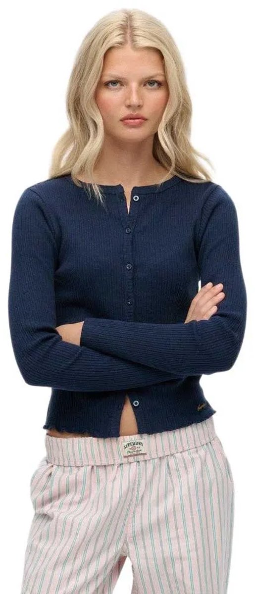 Superdry Athletic Essentials Geribd Vest Dames Lange mouwen shirts Marineblauw