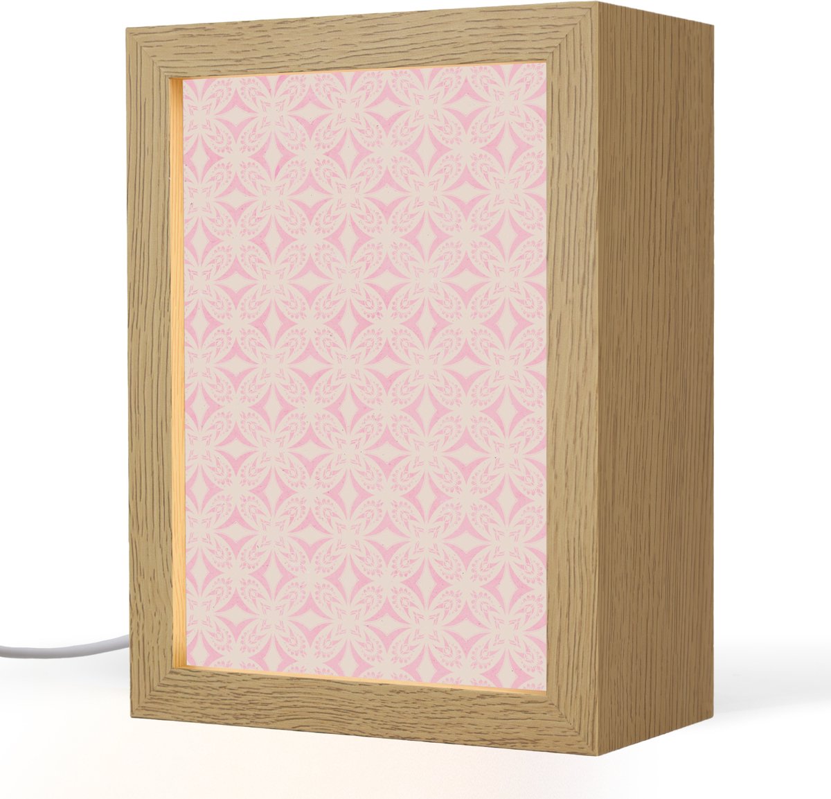 Tafellamp 15x20 cm - LED lamp - Patroon - Vormen - Beige - Roze - Decoratieve tafellampen - Dimbaar - Tafellampje slaapkamer - Woonkamer binnen