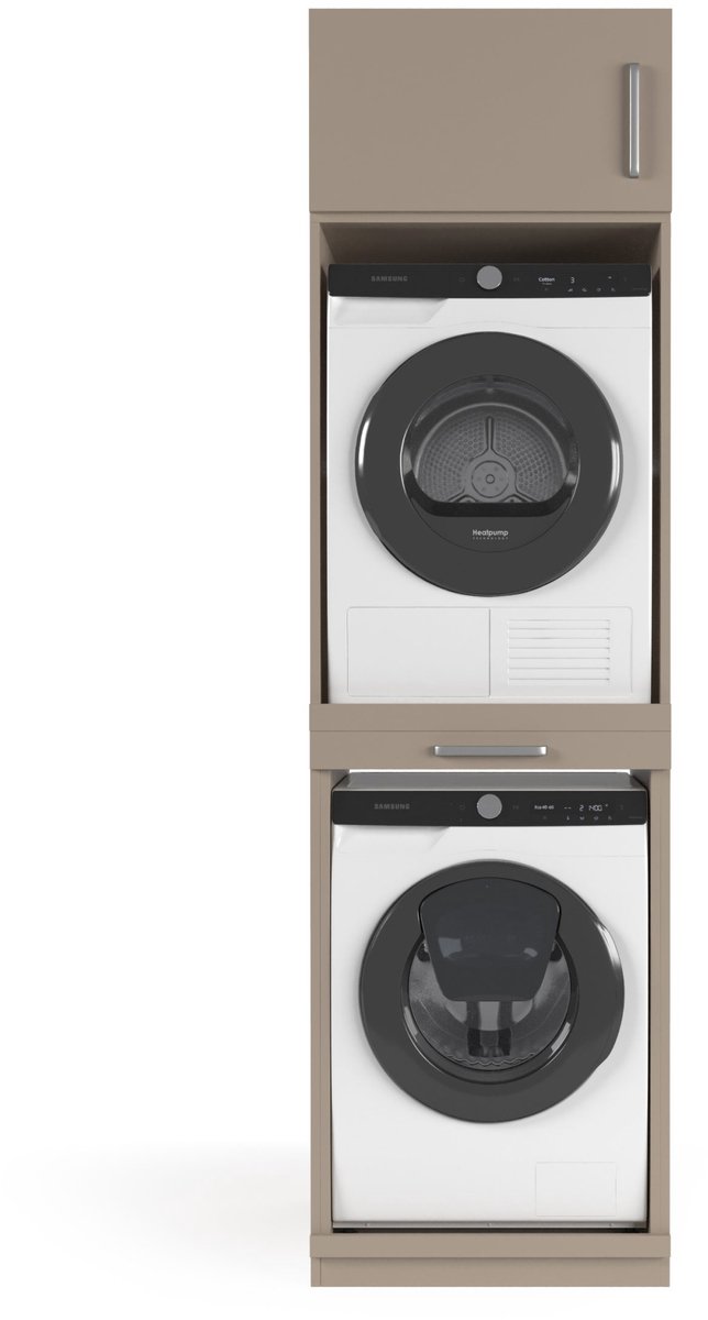 Wasophoogte® Wasmachine Kast Sydney - Wasmachine verhoger - Wasmachine ombouw - 700(D)*665(B)*2350(H) mm - Taupe