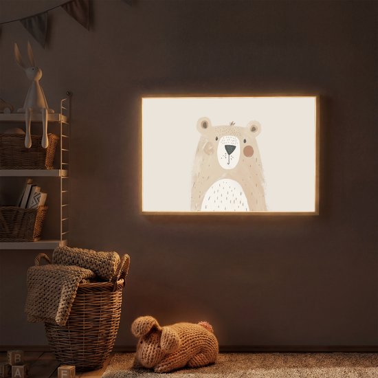 Nachtlampje 100x70 cm - Kinder lamp - Beer - Dier - Wilde dieren - Tafellamp kinderkamer draadloos - Slaapkamer lampje - Bedlamp kinderen - Kinderlampje - Wandlamp babykamer - Nachtlampjes van Merkloos — afbeelding 2