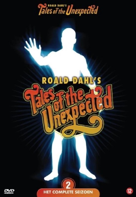 DVD-hoes van 'Roald Dahl's Tales of the Unexpected - Het Complete Seizoen 2' met een witte gestileerde figuur die omhoog kijkt.