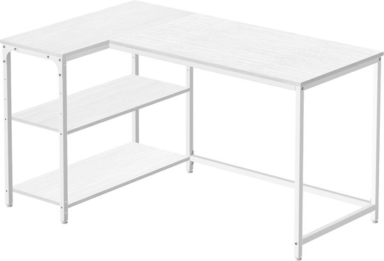 VASAGLE LWD136WF01 - Bureau in L-vorm met Opbergruimte - Verstelbare Legplank - Ideaal voor Kantoor