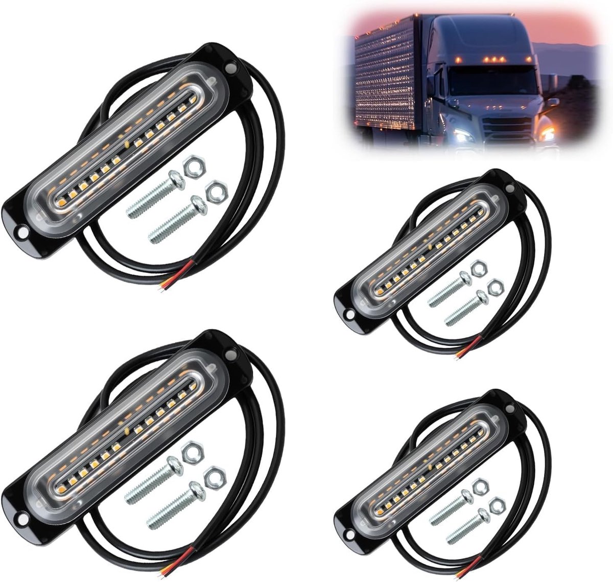 LED Waarschuwingslampen - Knipperlichten Oranje - Noodverlichting Voertuigen - 22 Knipperstanden - 12 LED IP65 - Geel