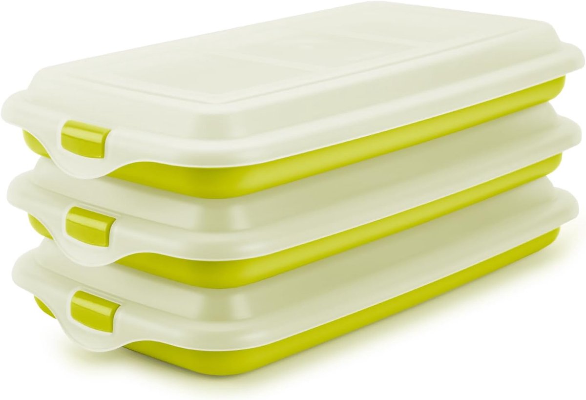 Vershouddozen Set - Voedselcontainers - Koelkast Organisatie - Stapelbaar Luchtdicht Systeem - 25x17x3.5 cm - Geel Rood Blauw