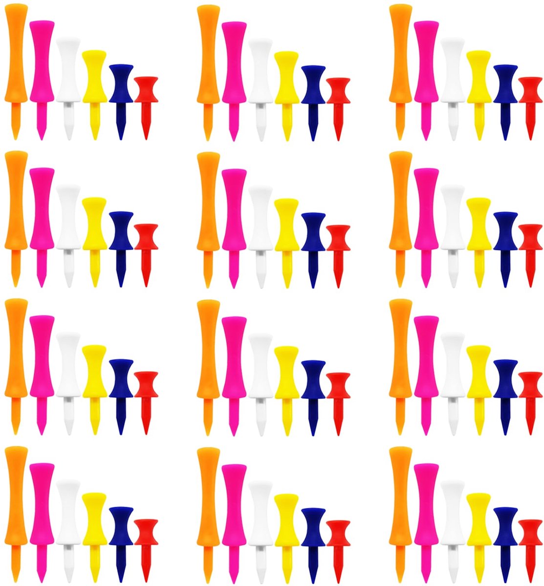 Golf Tees - Stevig en Duurzaam - 120 Stuks in Diverse Kleuren