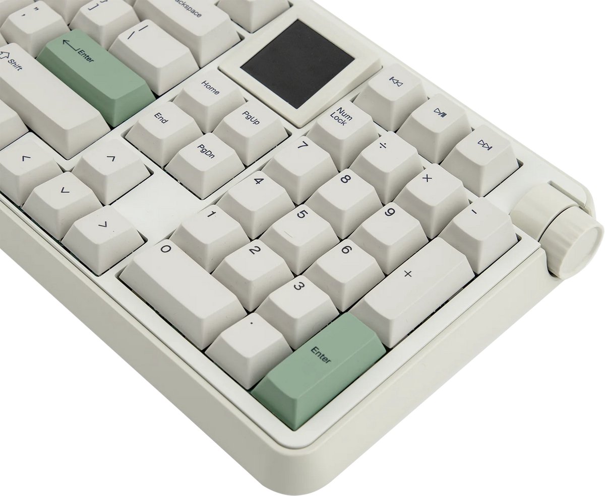 EPOMAKER RT100 Pro - Mechanisch Draadloos Toetsenbord - 100% - QWERTY - Retro Mechanical Keyboard met Draaiknop en Mini Scherm - Flamingo Switch - Retro White thumbnail 4