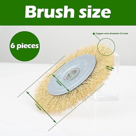 6-delige voegenborstel set, 11,5 cm diameter, koper en staaldraad voor grondige reiniging — afbeelding 4