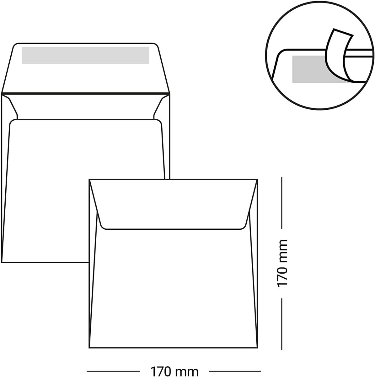 Vierkante Enveloppen - Postmappen Briefpapier - Feestelijke Post Versturen - Zelfklevende Sluiting Gelast - 17 x 17 cm - Wit