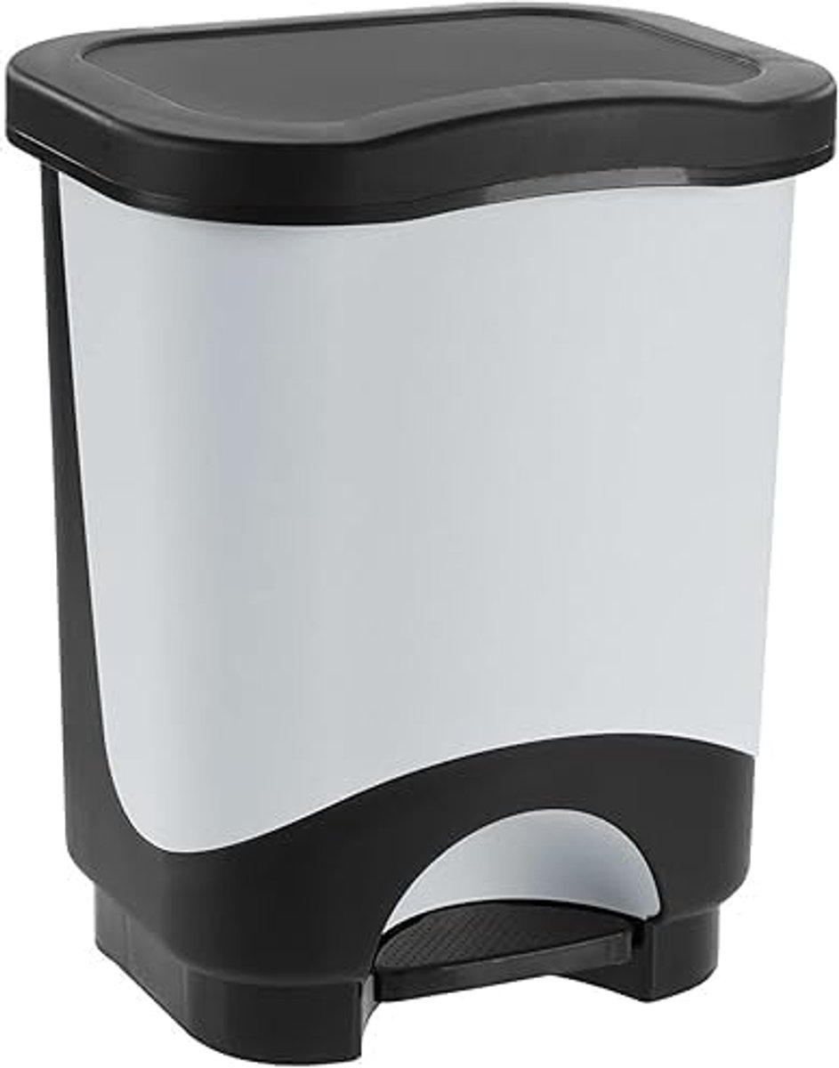 Pedaalemmer - Afvalbak - Afvalscheiding - Pedaalopening - 18 Liter - Zwart/Licht Grijs