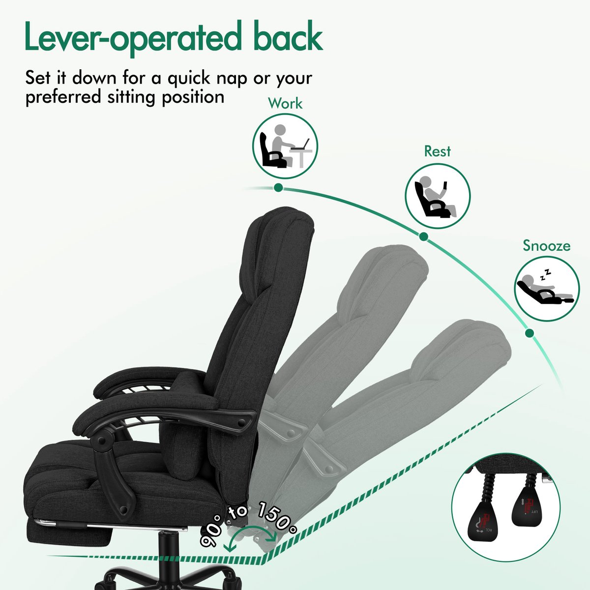 ALFORDSON bureaustoel Ergonomische gamingstoel met hoge - afbeelding 2