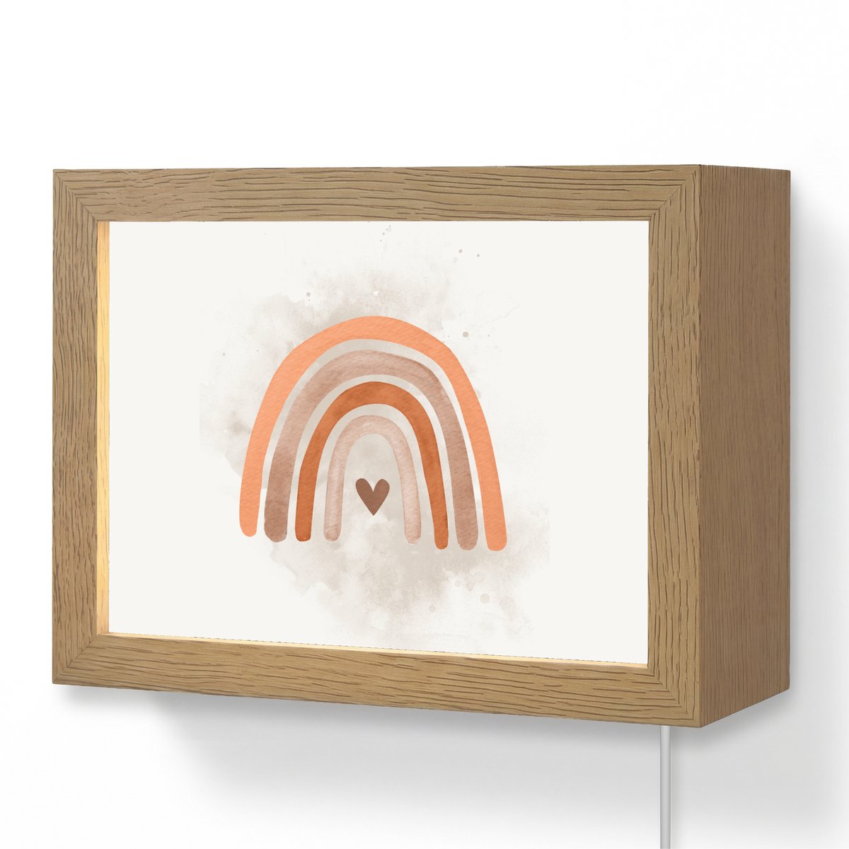 Wandlamp 20x15 cm - Oplaadbaar - Regenboog - Roze - Pastel kleuren - Hartje - Wandlampen b