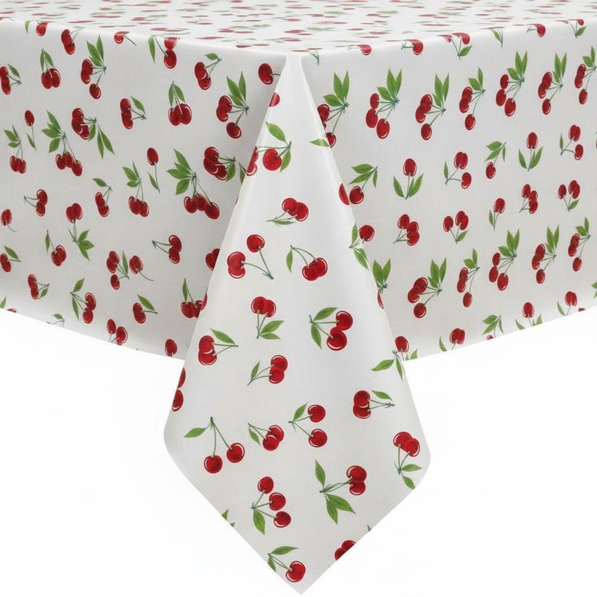 Protecttable - Mexicaans Tafelzeil Kersen Wit 120x130cm - Tafelkleed Afwasbaar - Kunststof