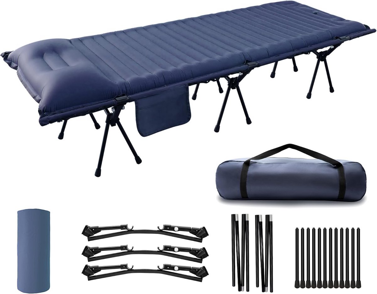 Inklapbaar Campingbed - Ultr licht Veldbed met Antiripstop en Draagbare Slaapmat voor Outdoor, Indoor en Strand - Belastbaarheid tot 160 kg