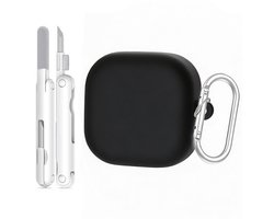 Telestore - hoesje geschikt voor Samsung Galaxy Buds 4 / 4 pro soft case cover - zwart - TPU hoesje Beschermhoes - Samsung Galaxy Buds 4 / 4 Pro Cover - Buds4 hoesje - gel hoesje met sleutelhanger + Oordopjes schoonmaak set