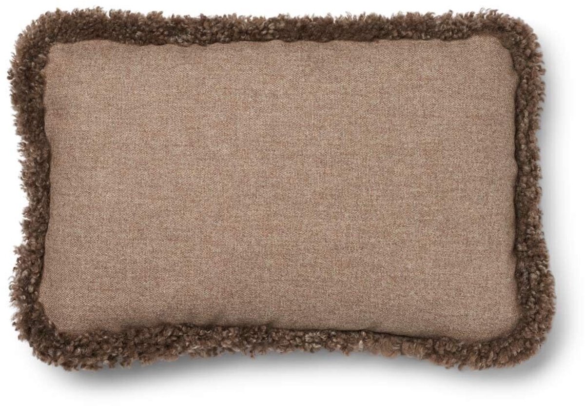 Sheepskin House Kortharig Schapenvacht Kussen - KW rand - 34x52 cm Beige/Taupe
