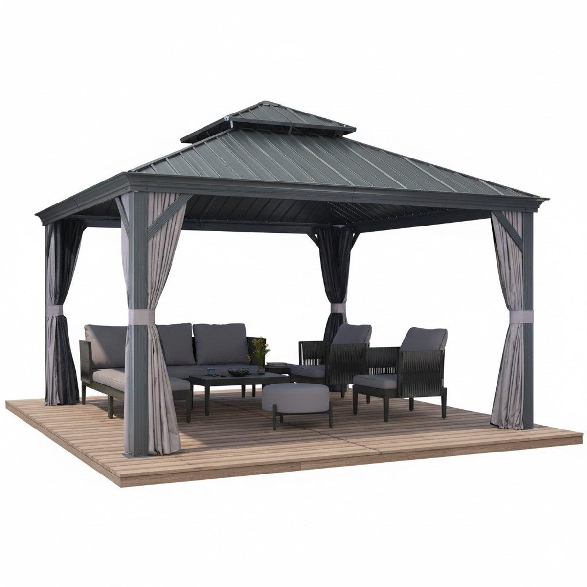 Purple Leaf Hardtop pavillon 4,6 x 4 m - gris luxe