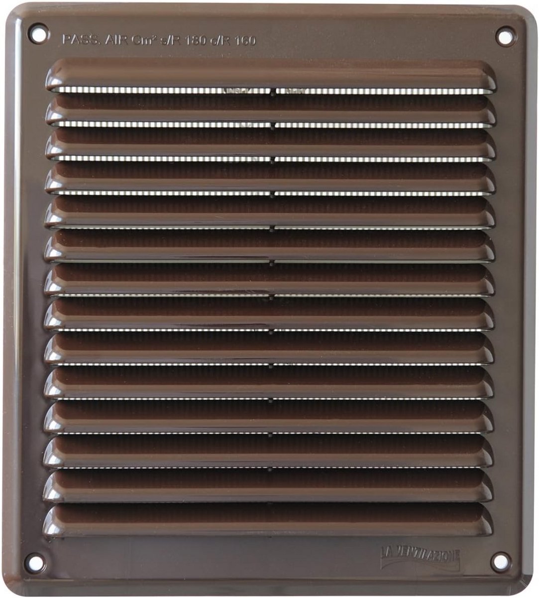 Rechthoekig Ventilatierooster van Kunststof - Bruin 204 x 230 mm