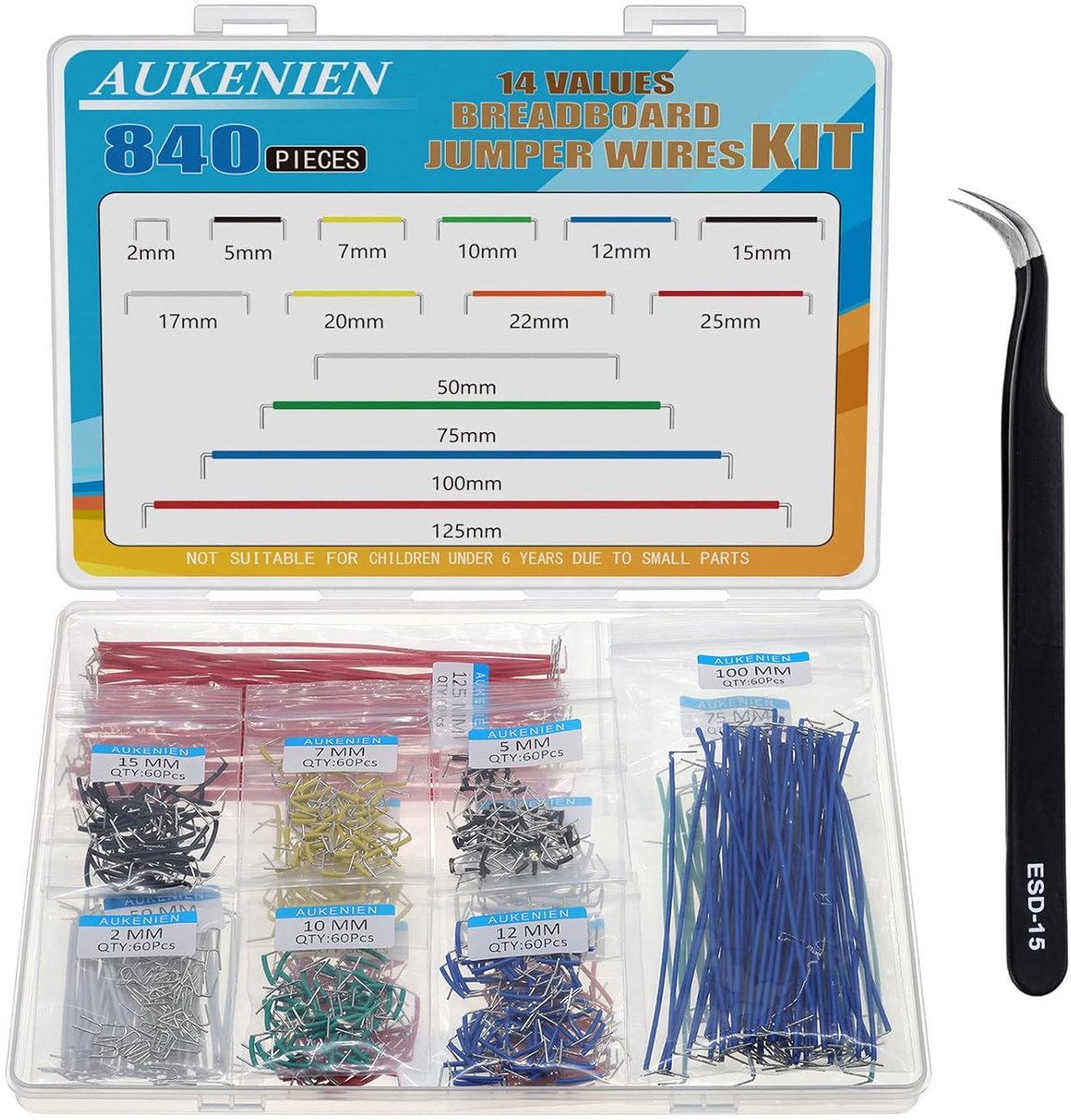 Jumper Draden Set voor Breadboard - U-vorm 840 stuks met Diverse Maten