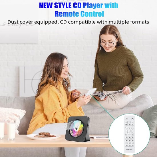 Bluetooth CD-Speler - Desktopdesign - Draagbare Radio-CD-Speler met Dubbele Luidsprekers en Timer - Ondersteunt CD/Bluetooth/FM/AUX/USB-Ingang - FM-Radio - Hoofdtelefoonaansluiting - Bluetooth-Overdracht — afbeelding 4