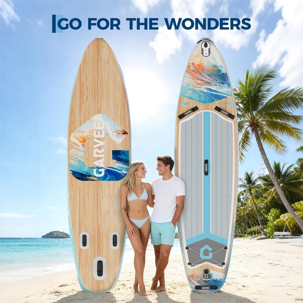Luxe Opblaasbaar SUP Board - Houtlook Design - 200kg Draagvermogen - Extra Stabiel Stand Up Paddle Board - 2 Personen - 335×86×15 cm - Complete Set met Pomp, Peddel & Rugzak – foto 4