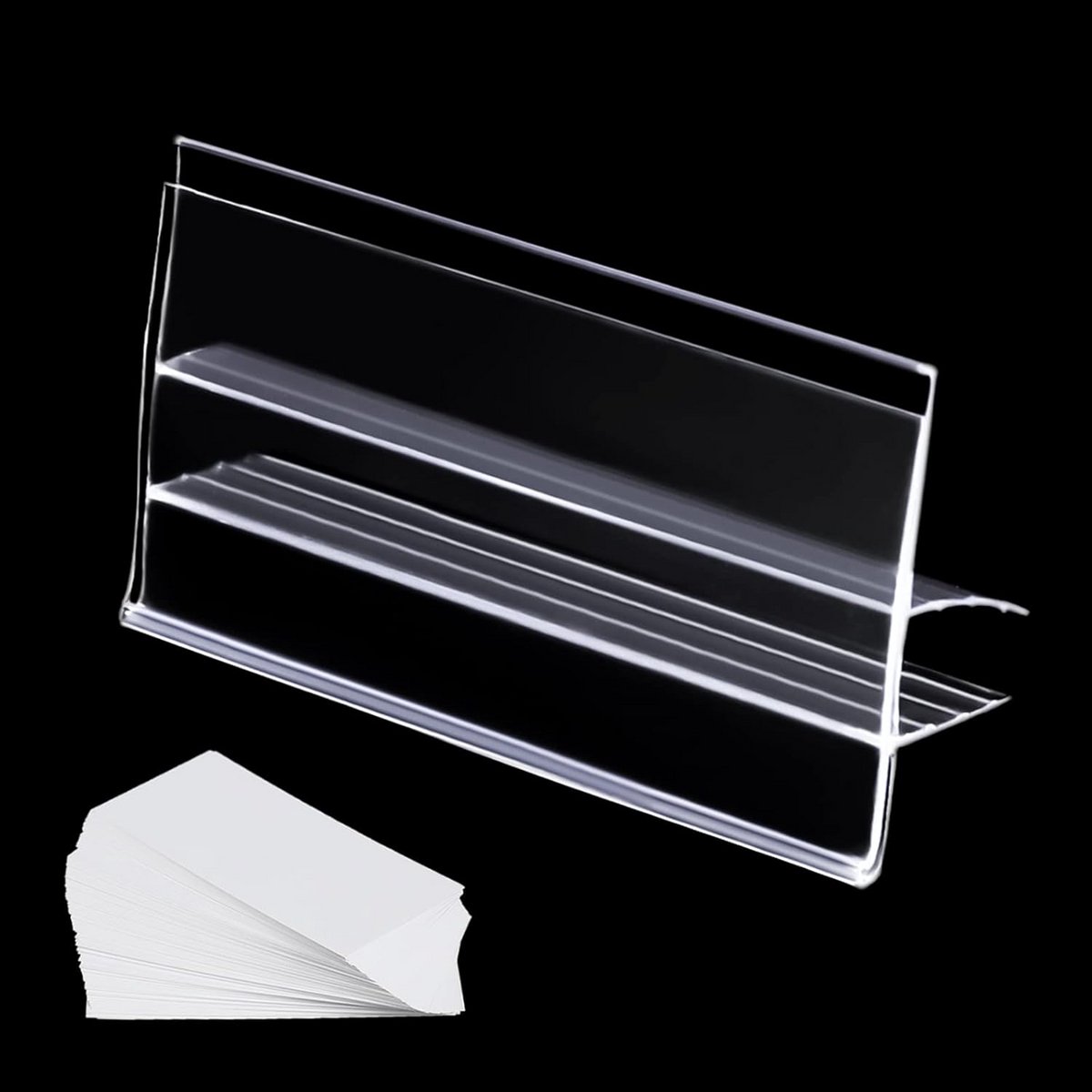 Glazen Plank Labelhouders Set van 40 met Inserts voor 3/8" Glasplanken
