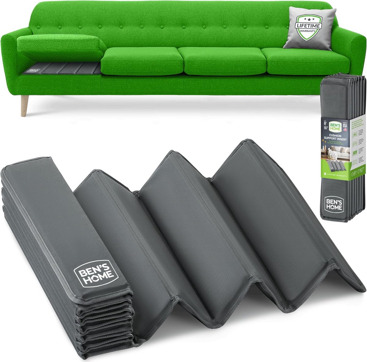 Diep bankkussen Ondersteuning voor Stoelen - Verstelbare Houten Banksteunplank 58"-67" x 25" - Antislip Meubelbesparing tot 400 lbs