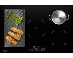 KitchenBrothers Inductie Kookplaat - Inbouw Inductieplaat - 80 cm - 1 Flexzone + 3 Zones - 1 en 2 Fase - Zwart