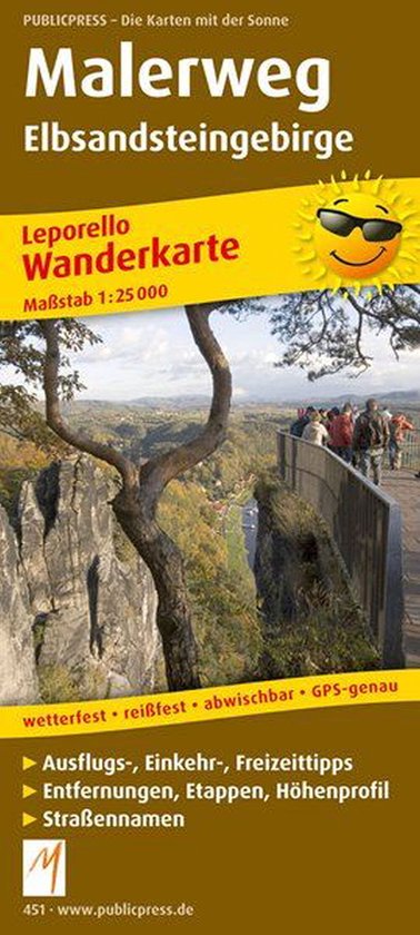Wanderkarte Malerweg Elbsandsteingebirge 1 : 25 000 - cover